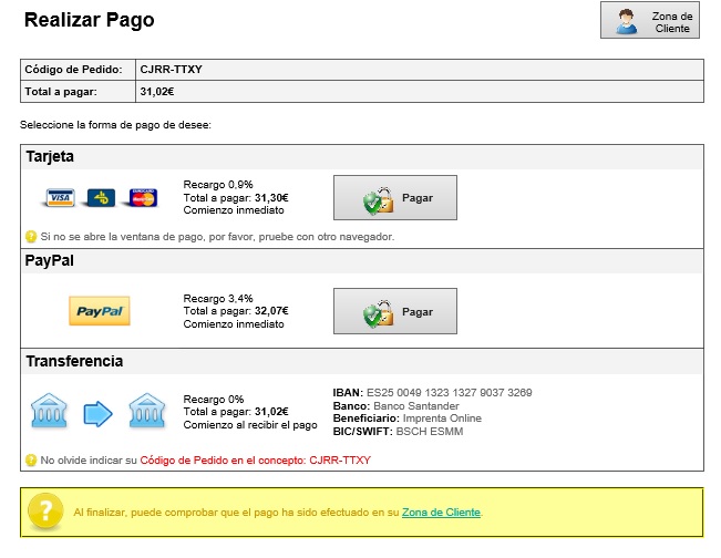 hacer pago - como hacer pedido