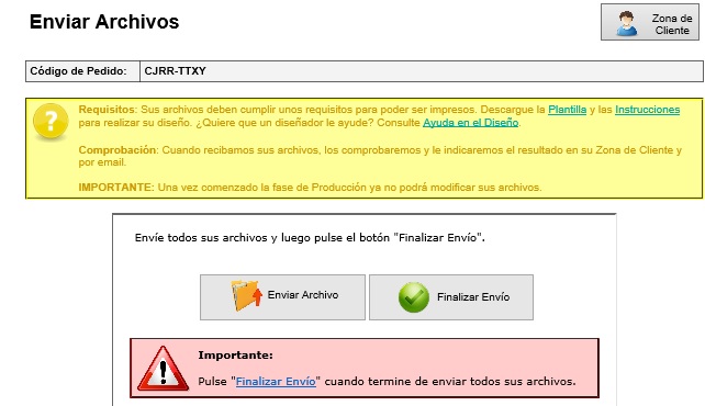 subir archivos - como hacer un pedido